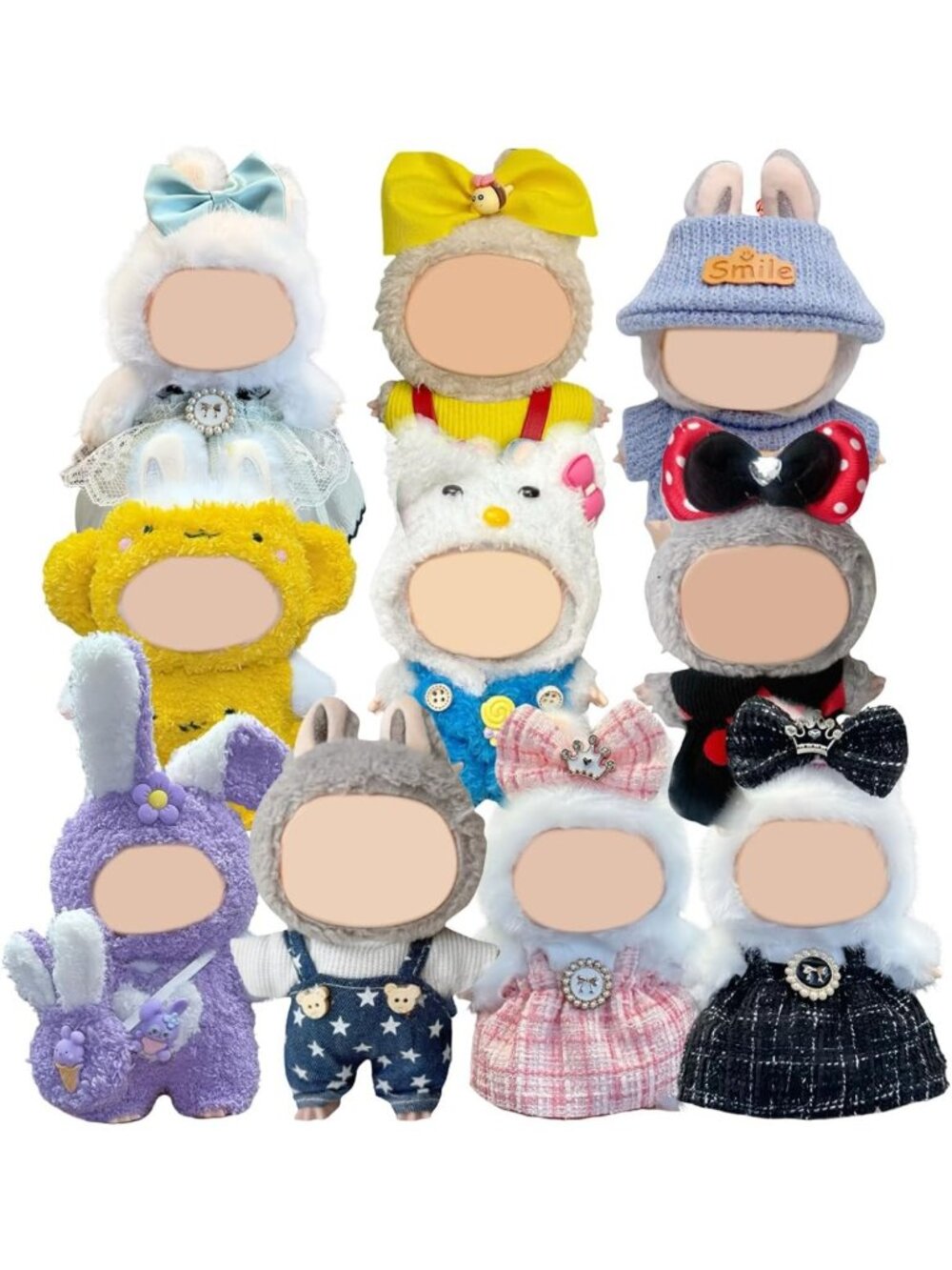 10 Pack Compatible for Labubu Clothes,17cm Doll Clothes Cute Outfits Stylish
